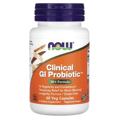2 X Now Foods, Clinical GI Probiotic, 50+ Formula, 60 Veg Capsules-Worldwide