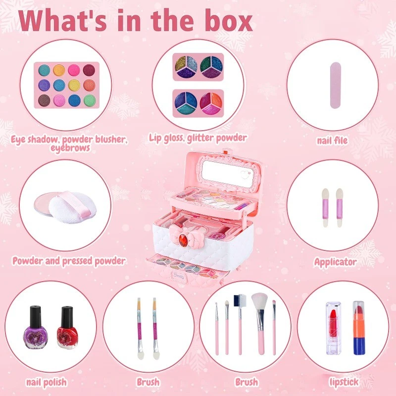 41 Pcs Kids Makeup Kit for Girls Washable Makeup Play Set Toy with Real Case - Image 4 of 4