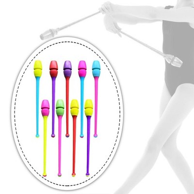 2 Stück Gymnastikstäbe für rhythmischen Tanz, 35 cm lang, aus Gummi, für und
