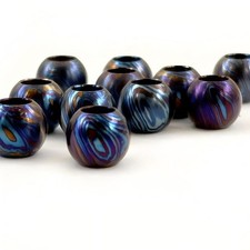 Titanium Damascus Spacer Bead Knife Lanyard Paracord Pendant EDC Charm DIY 10mm