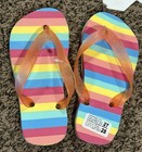 2 Pair Girls US Size 10/11 Rainbow Caucho Eva Flip Flops Pool Sandals Summer — photo 2
