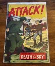 ATTACK #7 DEATH IN THE SKY PRE CODE WAR TROJAN COMICS 1953