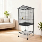 46*46*125cm Black Parrots/Lovebirds Cage, Home Metal Birdcage, Movable Bird Cage