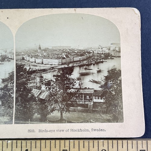 Stockholm Sweden City View Stereoview BW Kilburn Antique c1880s X4096 - Afbeelding 3 van 5
