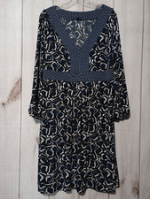 Nine West Dress Ladies Extra Large Blue Black VNeck 3/4 Sleeve