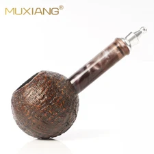 MUXIANG Briar Tobacco Smoking Pipe Sandblasted Small Golf Pipe Aluminum Stem