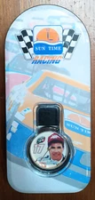 Vintage Darrell Waltrip Sun Time Watch Black Band White Face New in Tin