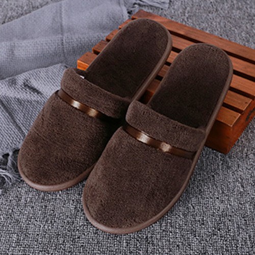 Coral Fleece Slippers Hotel Slippers Warm Soft Non-slip All-inclusive Slippers - Picture 8 of 18