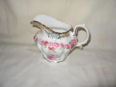 Vintage Creamer CS Germany Line of Pink Roses Gold Accents 4 1/4'' Ht 
