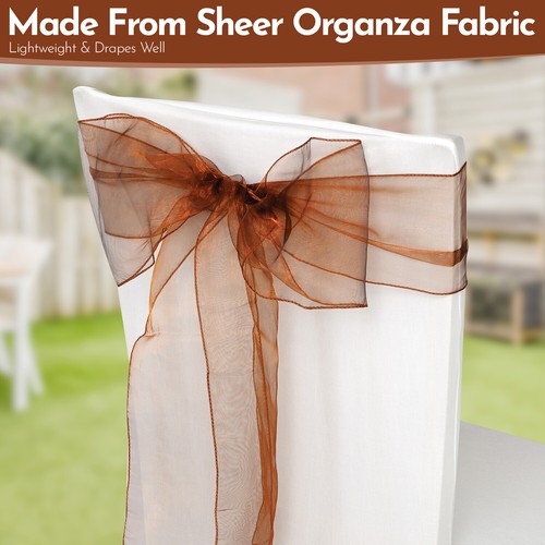 Silla de organza de boda fajas ancho lazo completo para decoración de fiesta 1x-100x - Imagen 60 de 391