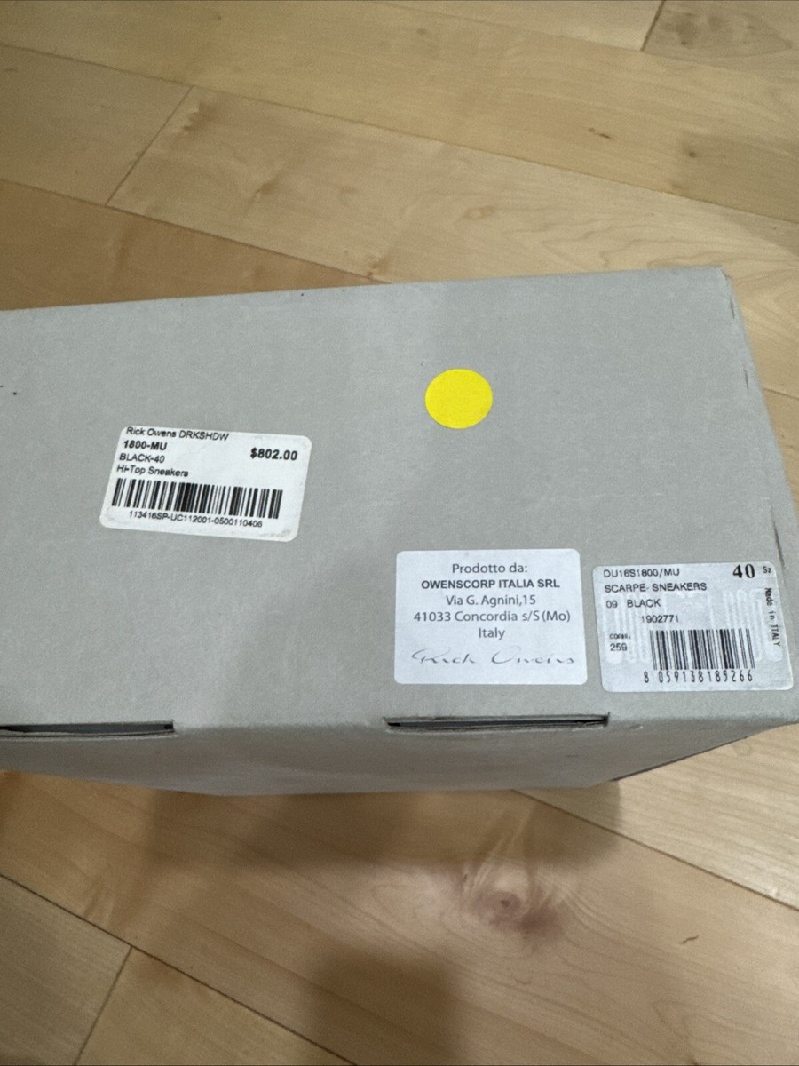 Rick Owen's DRKSHDW Black Hi-Top Sneakers Size 40 | eBay