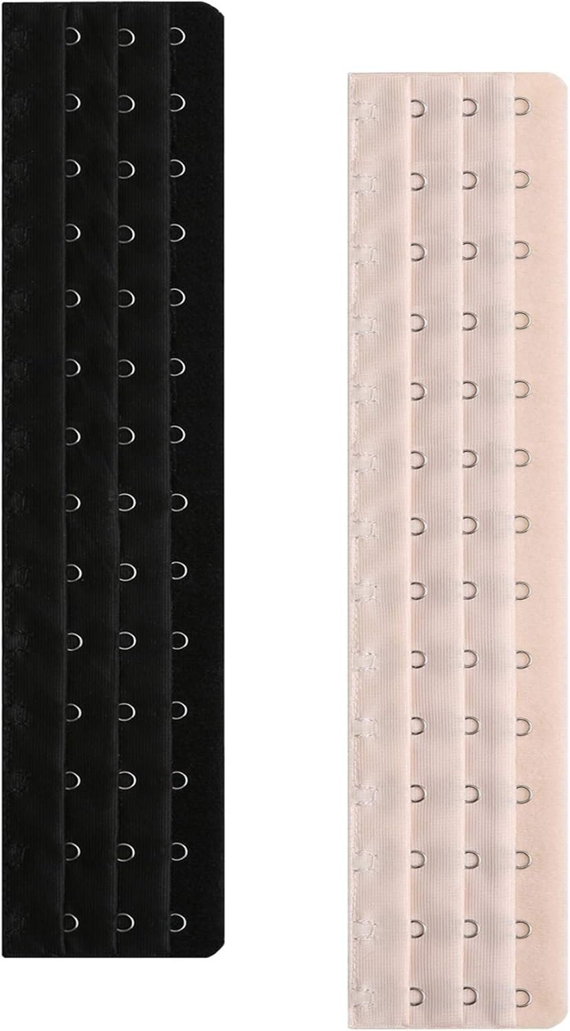 Corset Bra Extender 14 Hooks 2-Pack in Black and Light Beige-image