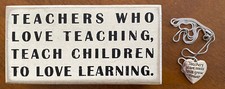 Teacher Gifts - Teacher Appreciation Gift Set - Quote Sign And Necklace Duo
