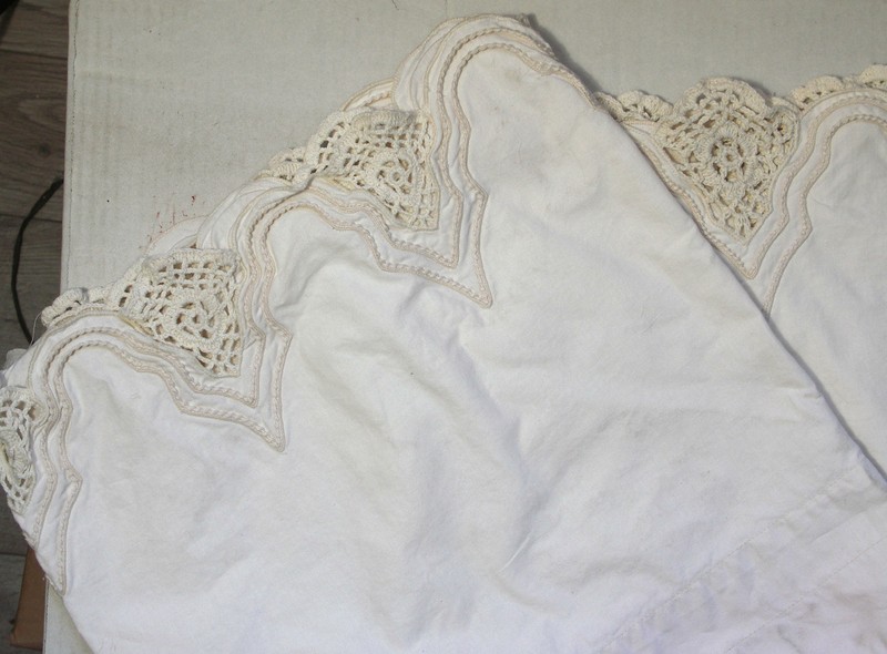 White Valances with crochet inserts