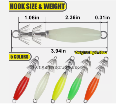 Luminous Squid Jig Hook Deep Sea Glow in Dark Underwater Catch Fishing Lure  Bait | eBay
