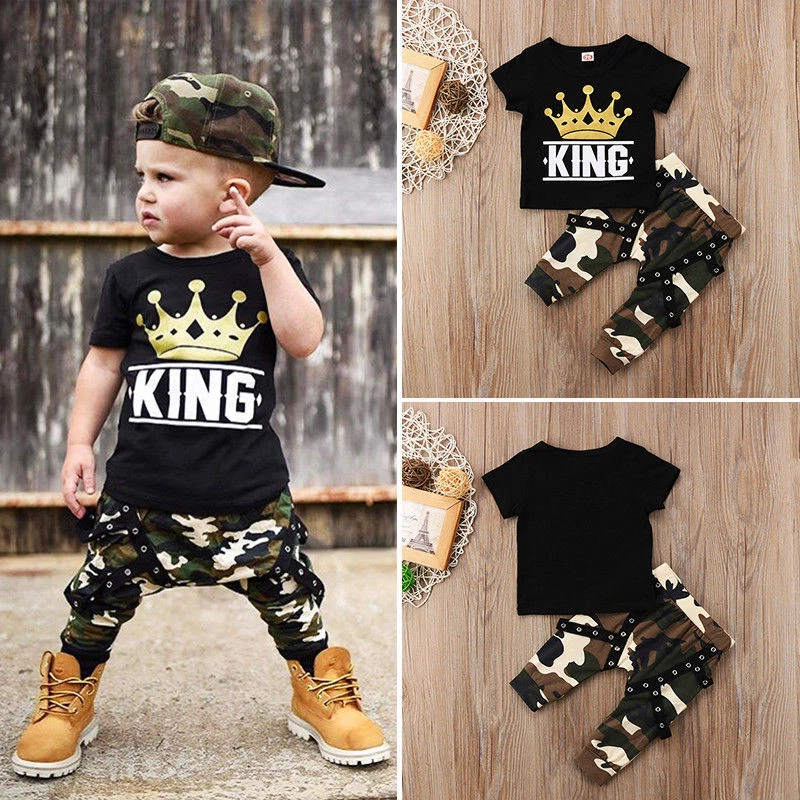 De Ropa Niños Pequeños Tops Estampados Pantalones De Camuflaje | eBay