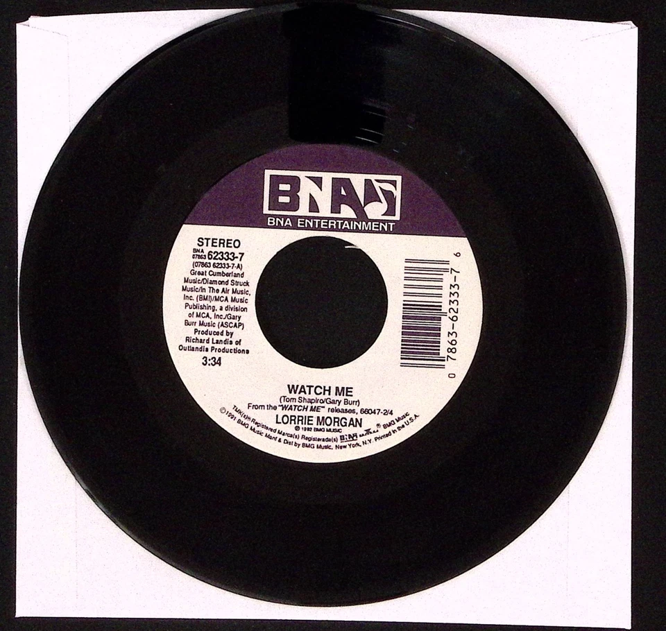 LORRIE MORGAN SHE'S TAKIN' HIM BACK AGAIN/WATCH ME VINYL 45 VG 35-118 - Image 2 of 3