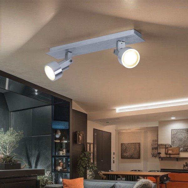 Spotleuchte Deckenlampe Wohnzimmerleuchte Strahler Verstellbar Led 2X GU10 Chrom-image
