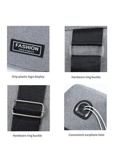 Men's Crossbody Chest Bag Oxford Cloth Fashionable Multi-Pu Blue Black Grey - Picture 6 of 14