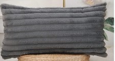 PANOD Faux Fur Decorative Lumbar Throw Pillow Covers 12 x 26 Grey