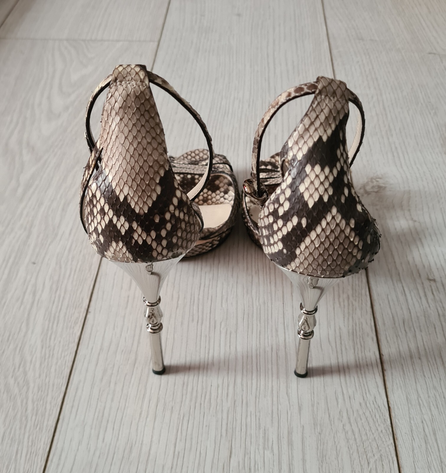 GUCCI BEIGE BROWN PYTHON PLATFORM PEEP TOE ANKLE … - image 18