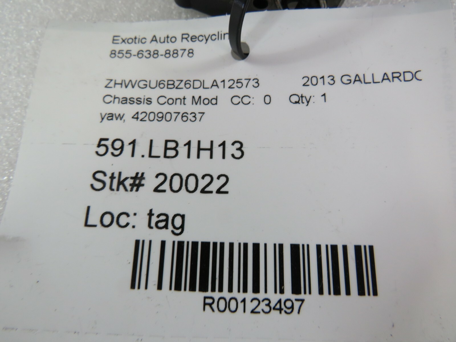 Lamborghini Gallardo, Yaw Rate Sensor, Used, P/N 420907637