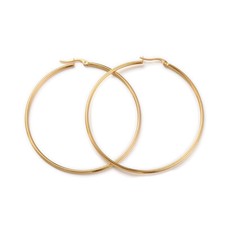 Ring 304 Stainless Steel Hoop Earrings Gold 65x2mm Pin 1x0.7mm P345
