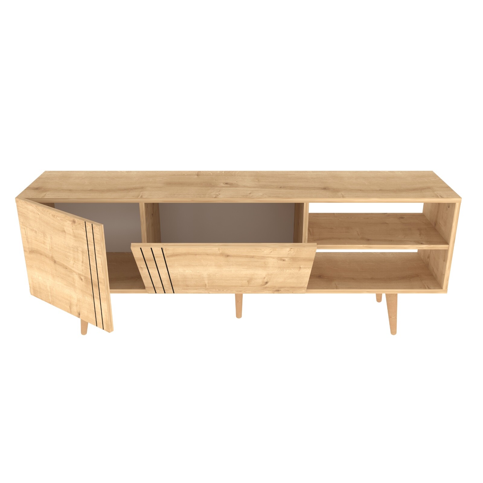Decorotika Ronas Mid-Centruy Modern TV Stand Entertainment Center for 75 in TVs