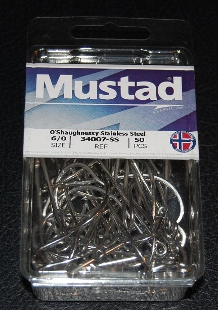 Lot De 100 Hameçons Mustad 34007 O'Shaugnessy, Taille 2 - Vieux Stock