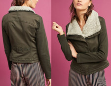Nwt $158 Marrakech Anthropologie Removable Sherpa Collar Jacket M Petite New