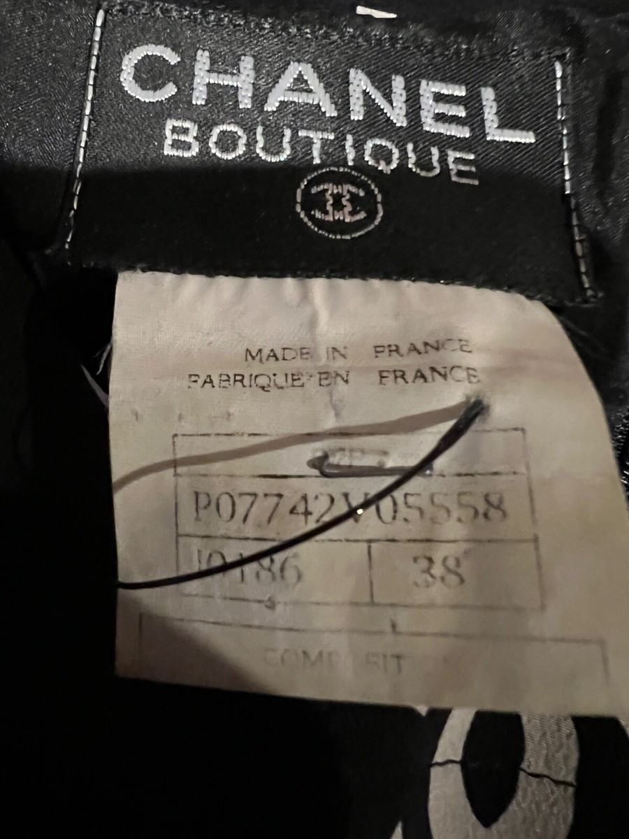 CHANEL 97P VINTAGE BLACK ECRU ALPHABET CC LOGO Dress FR38 CHANEL 97P VINTAGE BLACK ECRU ALPHABET CC LOGO Dress FR38