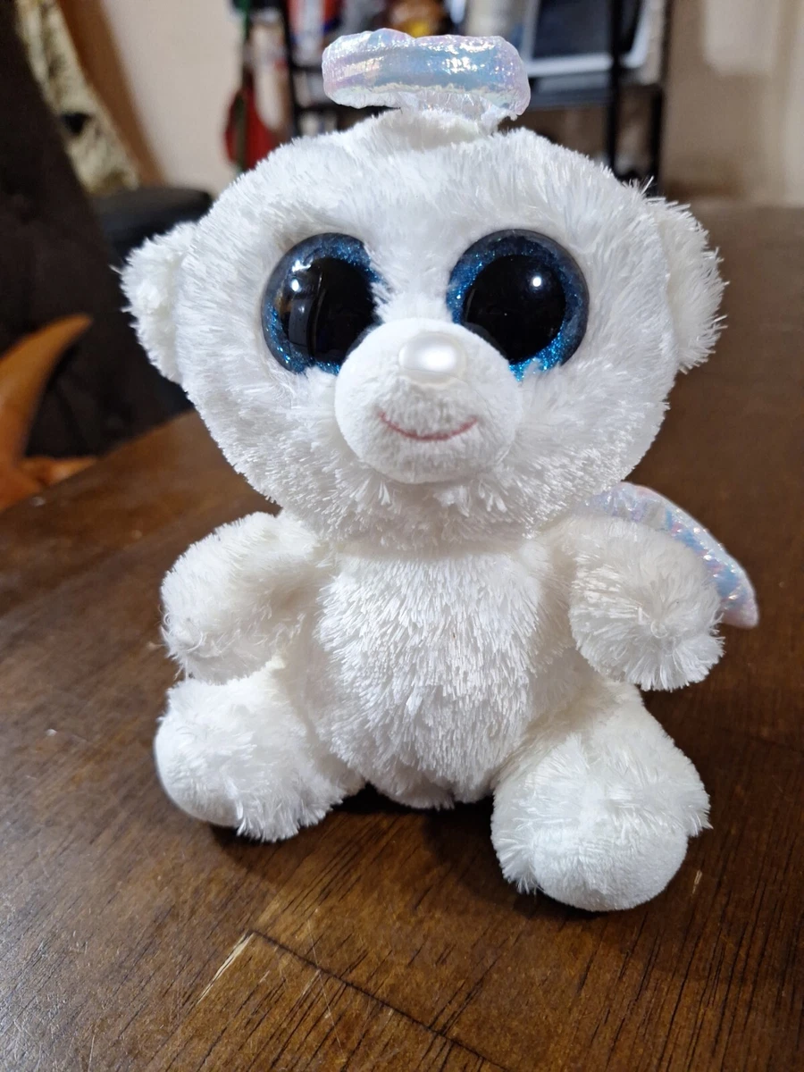 Big Blue Sparkle Eyes White Angle Teddy Bear Wings Halo 6