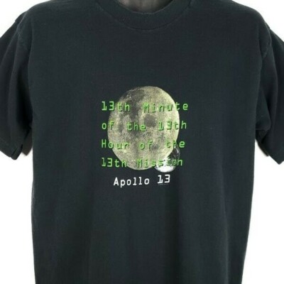 Vintage Apollo 13 T Shirt Mens Size Large Black 90s 1995 Movie