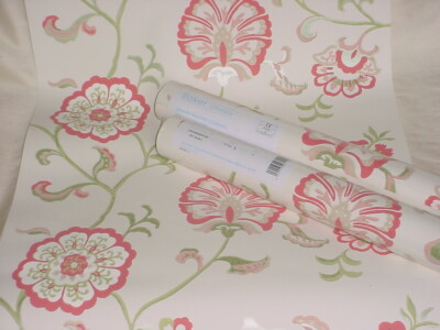 GP & J Baker PW78028 Swanborough Red Green Floral Wallcovering Wallpaper