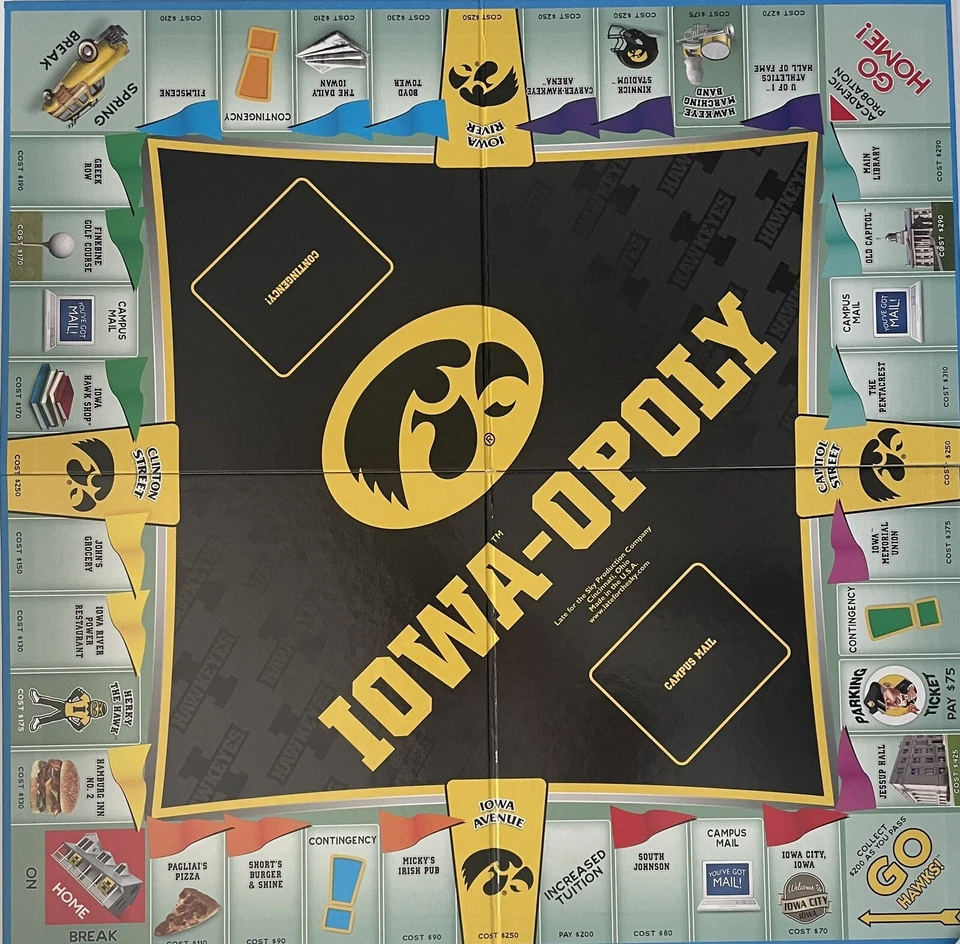 Iowa-Opoly University Of Iowa Hawkeyes Board Game College Monopoly New - Image 2 of 4