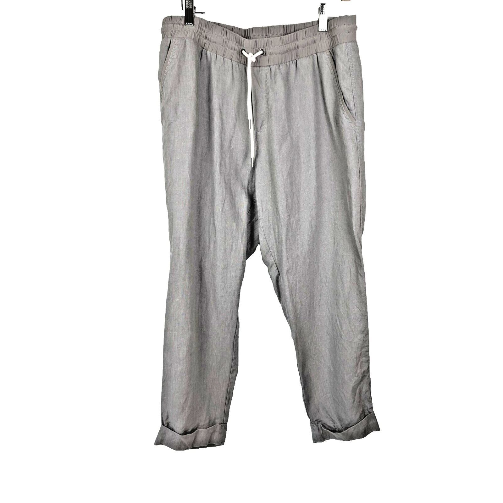 Athleta Pants Cabo Linen Wide Leg Pant Drawstring Pockets Size 14 Gray