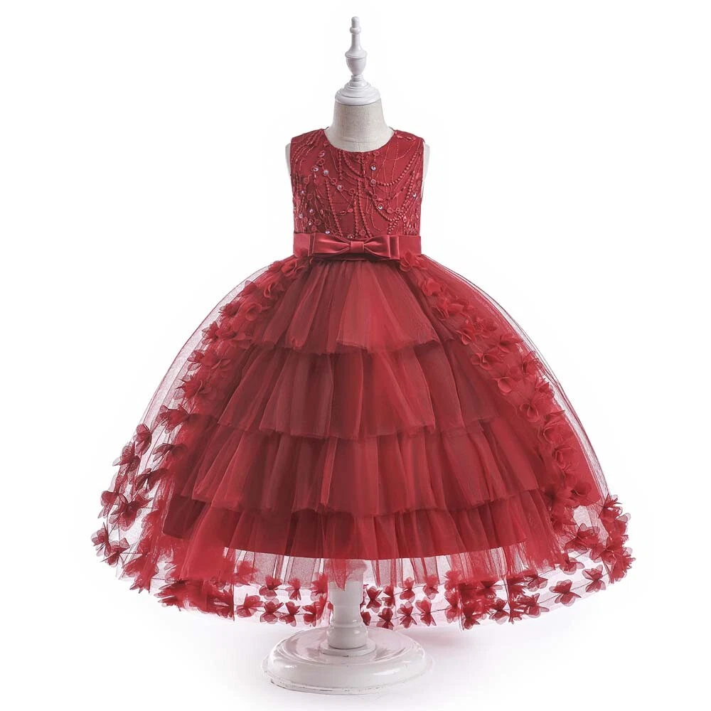 Vestido De Tul Sin Espalda Para Niña - Color Rojo, Talla 6-12 Meses, Ideal Para Bodas Y Eventos
