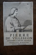 GAUTHIER 1ER DE VILLEBON 1125-1205 PORTRAIT ENGRAVING 17TH CENTURY LORD OF NEMOURS