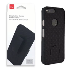 For Pixel XL Verizon Durable Rotating Belt Clip Holster W/ Kick Stand Combo Case