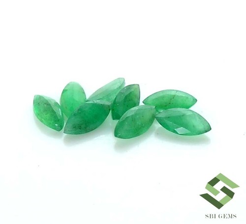 6x3 mm Natural Emerald Marquise Cut Lot 08 Pcs 1.55 CTS Faceted Loose Gemstones - Picture 5 of 8