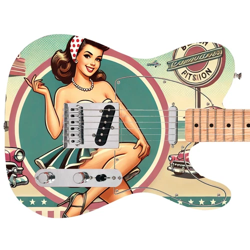 Guitar-Bass Custom Skin Wraps 'The Vintage Pin Up Girl' Vinyl Sticker Decal