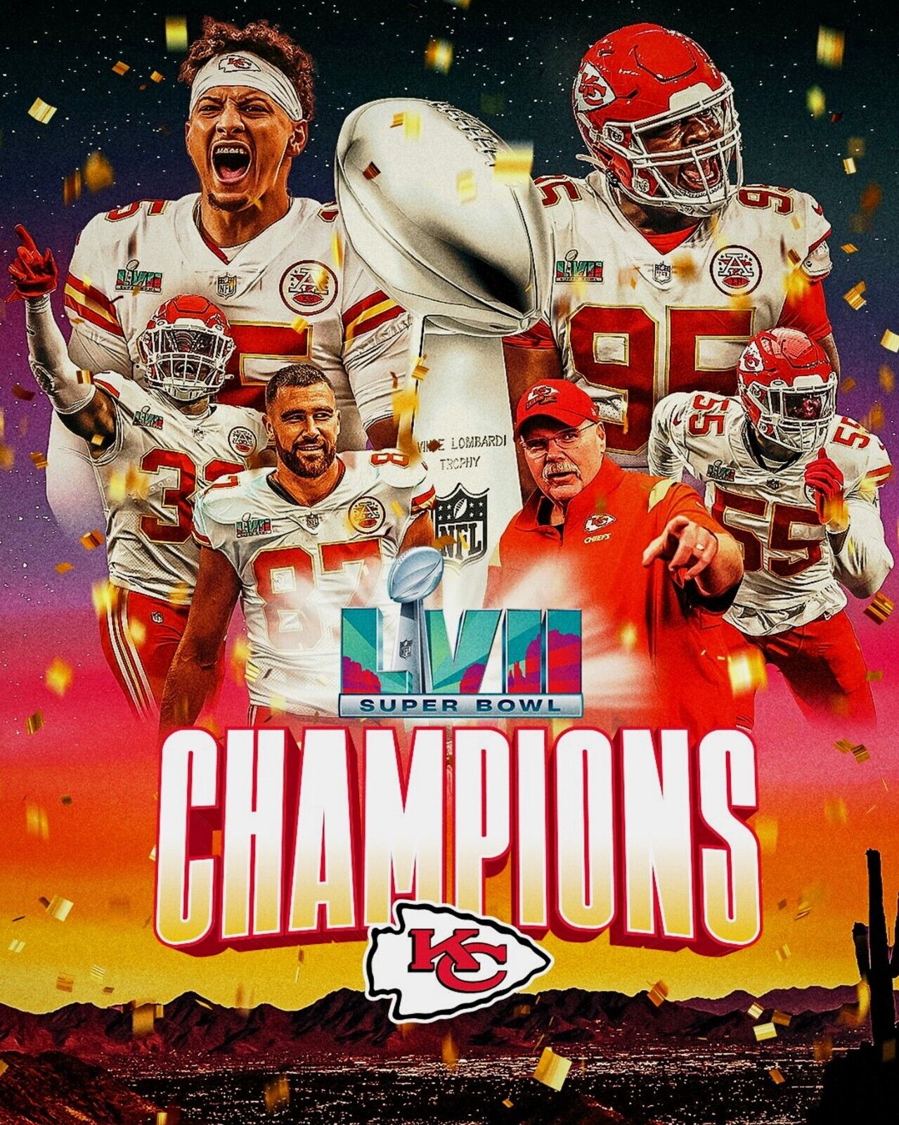  Framed Kansas City Chiefs Super Bowl LVII Champions