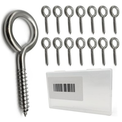 15 PCS Stainless Steel 2.56 Inch Screw Eyes Hooks Screw Eye Bolts, 80 Lbs Cap...