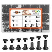 145 Sets Chicago Screws for Leather, 7 Sizes M5x4/5/6/8/10/12/15mm Gunmetal B...