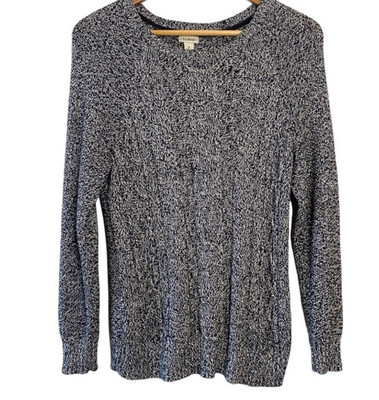 L.L. Bean Cable Knit Cotton Women s Sweater Size Medium Capsule Timeless Marbled