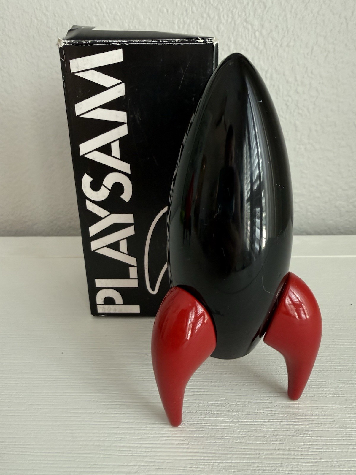 Playsam Sweden Rocket Ship Desk Toy  Red & Black