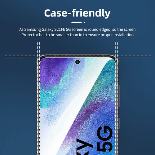 NUEVO'C Paquete de 3 Diseñado para Samsung Galaxy S21 FE 5G Protector de Pantalla Templado... - Imagen 3 de 12