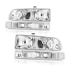 Headlight Assembly Compatible with 1998 1999 2000 Chrome Housing Clear Side