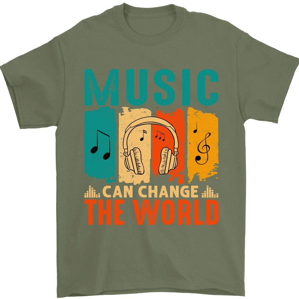 La Musique Peut Changer Le Monde T-Shirt Pour Hommes 100% Coton - Photo 3/4