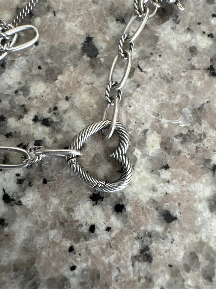 James Avery Sterling Silver Charm Bracelet W 2 Charms - Heart with E and Turtle - Image 4 of 4